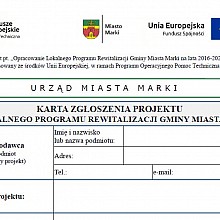 Karty zgłoszenia projektów do lokalnego programu rewitalizacji Gminy Miasta Marki